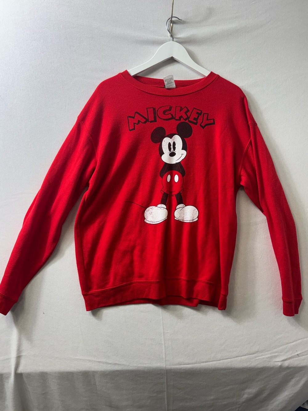 Disney Mickey Mouse Red Graphic Crewneck Sweatshirt Large
